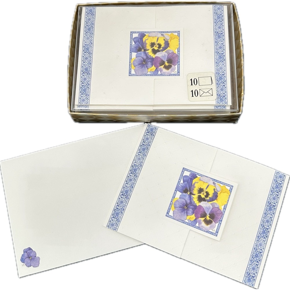 15 Hallmark Blank Nature's Sketchbook Pansies‎ Note Cards & Envelopes Boxes READ